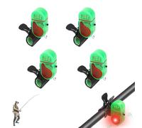 CKryzillix Cithway Clip-On Strike Alert Fish Bite Alarm，Fishing Bites Alarm with Sound Light，Upgrade Sensitive Sound Tip-Up Fish Alarms，for Daytime Night Fishing (4pcs*Green)