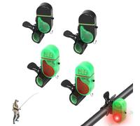 CKryzillix Cithway Clip-On Strike Alert Fish Bite Alarm,Fishing Bites Alarm with Sound Light,Upgrade Sensitive Sound Tip-Up Fish Alarms,for Daytime Night Fishing (2pcs*Green+2pcs*Black)