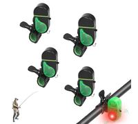 CKryzillix Cithway Clip-On Strike Alert Fish Bite Alarm,Fishing Bites Alarm with Sound Light,Upgrade Sensitive Sound Tip-Up Fish Alarms,for Daytime Night Fishing (4pcs*Black)
