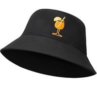 CL&MH Ricamato Aperol, Bel bob, Regalo Aperol, Donna, Uomo, Bob Spritz, Cappello estivo, Idee Regali per Gli Amanti del Cocktail, colore nero, Taglia unica