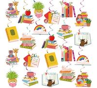 Clabby 22 Pezzi Decorazioni a Spirale da Appendere di Libri Ghirlande per Feste di Lettura Decorazione Turbinii per Soffitto Compleanno Baby Shower Biblioteca Scuola Club Celebrazione Decorazioni