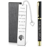 Clabby 3 Pezzi Set Regali per Collega Laurea Segnalibro con Frasi Motivazionali Penna di Ispirazione e Scatola Regalo Segnalibro in Metallo Regalo di Addio per Colleghi Donna Maestra Insegnante Amica