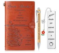 Clabby 3 Pezzi Set Regalo di Apprezzamento per l'Insegnanti Include Quaderno in Pelle Penna a Sfera e Segnalibro Regalo Maestra per Educatore Laureato Compleanno Giorno del Ringraziamento Natale