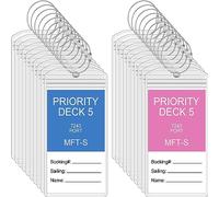 Clabby 6 Set Porta Etichette per Valigia con Chiusura a Zip Porta Targhette Trasparente con Passanti per Bagagli per Carnevale Navi da Crociera Etichetta Impermeabile in PVC per Crociere nel 2024-2025