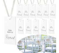 Clabby Confezione da 12 cartelli con nastro per sedie riservate per matrimoni, ricevimenti, feste e ristoranti, cartelli da appendere per matrimoni, chiese, eventi, sedie (bianco avorio)
