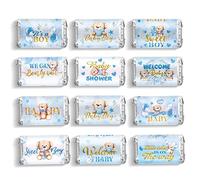 Clabby Pezzi Baby Shower Candy Wrapper, Doccia Mini Candy Bar Miniature Wrappers Chocolate Bar Label Stickers per Ragazzi Ragazze Bambini Baby Shower Decor (Orso blu)
