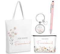 Clabby Set di 4 Regali di Pensionamento per Donne, Pensionati, Regali di Pensionamento, Collega, Insegnante, Regalo di Addio per la Pensione Borsa per Cosmetici Portachiavi Borsa Regalo Penna a Sfera