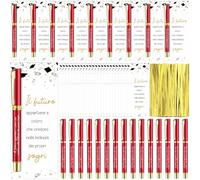 Clabby Set Regali di Laurea Donna Regalo Motivazionale Addio per Studentesse Amico Include 24 Penne a Sfera Ispiratore e Biglietti Auguri 100 Fascette Torsione per Insegnanti Festa di Classe Natale