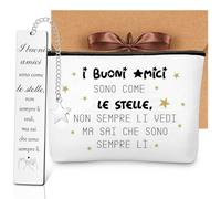 Clabby Set Regalo per Amici Includi Segnalibri per gli Amici Borsa Cosmetica Busta Regalo gli Amici Sono Come le Stelle Regalo di Amicizia Natale Laurea Compleanno Regala a un Amico Sorelle