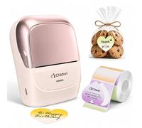 CLABEL 221B Stampante per etichette Bluetooth portatile, etichette a cuore per confezioni regalo | Etichette termiche impermeabili 48×38 mm, 180 pezzi/rotolo, senza inchiostro, design a cuore a 4 colo