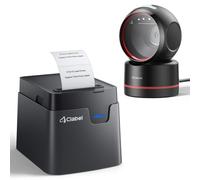 CLABEL Kit POS: 221D Stampante Termica Etichette Bluetooth & T27H Scanner Codici a Barre Desktop Omnidirezionale 1D 2D QR, USB Cablato Mani Libere Rilevamento Automatico per Negozio Magazzino