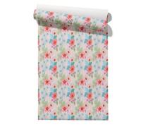 Claccis Carta da Parati Lavabile Colla Per Vinilica Fiore Romantico, Elegante Naturale Autoadesiva Tessuto Non Soggiorno Rivestimento Vinile Autoadesivo Mobili Cucina 45x200cm