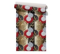 Claccis Colla Vinilica Rapida Per Carta Parati Autoadesiva Vintage Modello Di Iride 3D Elegante Stile Retrò Adesivo Rimovibile Rotolo Cucina Oro 45x500cm