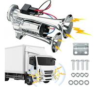Clacson da 12 V,con doppia tromba,super forte,avvisatore acustico super rumoroso 600DB,in zinco cromato placcato,con compressore,per qualsiasi veicolo a 12 V,per camion,treni,barche,auto,furgoni