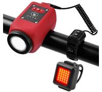 Clacson Elettrico 2 in 1, Campanello Elettronico per Mountain Bike con 4 Modalità di Luce e 6 Modalità Audio, IPX5 Impermeabile, Ricaricabile tramite USB