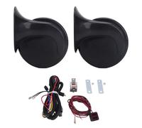 Clacson Elettrico 24V, Kit Completo con Interruttore, Relè e Cablaggio, Impermeabile, Universale per Auto, Camion, Moto e Barca - Suono Forte e Chiaro, Facile Installazione, (Nera)