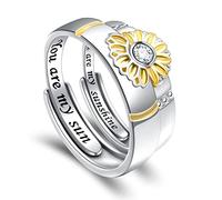 Claddagh, anelli di fidanzamento in argento Sterling con girasole, anelli di fidanzamento e anelli di fidanzamento per lui e lei, in argento Sterling