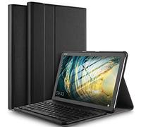 Claelech Custodia per tastiera Huawei Mediapad M5 Lite 10.1, custodia magnetica sottile in pelle con supporto e tastiera Bluetooth wireless staccabile per M5 Lite 10.1 pollici (nero)