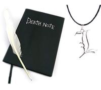 Clafund - Set Scrap Book Anime Replica: Nero, Penna di Piume e Collana Ciondolo L Argento