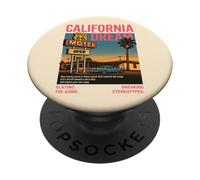 Claifornia Classic Car at Motel Illustration Graphic Designs PopSockets PopGrip Adesivo