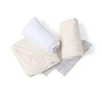 Clair de Lune | Borsa regalo per bambini fossette | Asciugamano con cappuccio, coperta, tappetino e guanto | Baby Essentials - Crema