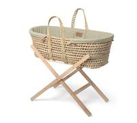 Clair de Lune Cesta in vimini biologico con supporto pieghevole naturale, verde salvia, 75 x 28 cm