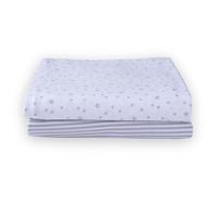 Clair de Lune Confezione da 2 lenzuola con angoli per culla a stelle e strisce, 90 x 50 cm (grigio)