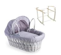 Clair de Lune Cotton Dream - Cesta in vimini bianco e supporto a dondolo deluxe bianco (grigio)