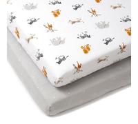 Clair de Lune Jungle Dream - Set di 2 lenzuola con angoli per lettino, 140 x 70 cm