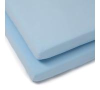 Clair de Lune - Lenzuola con angoli, per culla/lettino, in jersey di cotone, confezione da 2, colore: blu