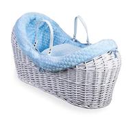 Clair de Lune Marshmallow Wrapover - Pod in vimini bianco, con cappuccio integrato, con maniglie, copriletto, fodera imbottita e materasso ipoallergico, 76 x 29 x 45 cm, colore: blu