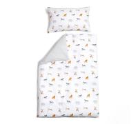 Clair de Lune Set di biancheria da letto per culla, in policotone, bianco/grigio, 110 x 140 cm