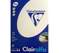 CLAIRALFA Ramette 100 Feuilles Papier 80g A4 210x297 mm Certifié PEFC Blanc