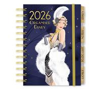 Claire Coxon, agenda 2026 in stile Art Deco, agenda settimanale con copertina rigida, con schede, appunti, cose da fare e obiettivi, elegante design Art Deco