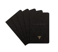 Clairefontaine 102506C - Confezione da 5 taccuini rilegato a filo Flying Spirit 96 pagine avorio 11x17cm 90g a righe, copertina in carta lustrée Nera, motivo casuale