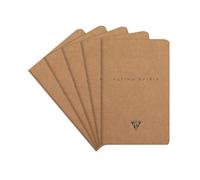 Clairefontaine 102946C -Confezione da 5 taccuini rilegati rilegato a filo Flying Spirit 96 pag avorio 11X17cm 90g rigato,copertina in carta kraft Marronee,finitura color antracite,5 motivi assortiti