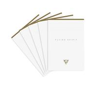 Clairefontaine 104636C - Una confezione da 5 bloccochi collati Flying Spirit 140 pagine avorio staccabili 14,8x21 cm 90g a righe, copertina in carta bianca laminata, motivi assortiti