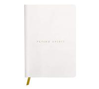 Clairefontaine 104946C - Taccuino brossurato rilegato a filo Flying Spirit 180 pagine avorio 14,8x21 cm 90g a righe, copertina in cuoio d'agnello liscia, Bianco