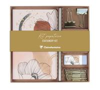 Clairefontaine 115984C - Un kit per la scrittura che contiene un taccuino 11x17 cm 64 Pagine a righe, una matita di carta, 2 fermafogli a clip, 10 graffette e una gomma- Collezione Evanescence
