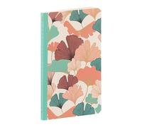 Clairefontaine - 116215C - Piccolo taccuino rilegato a filo motivo floreale/foglie di Ginkgo -9X14cm 96 Pagine a righe - Carta avorio 90g - Collezione GAIA Beige - 4 visual, consegna casuale