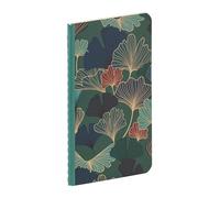 Clairefontaine - 116240C - mini taccuino rilegato a filo a motivo floreale/foglie di Ginkgo blu intenso -7,5X12cm 48 Pagine uni carta avorio 90g - Collezione GAIA Blu - 4 visual, consegna casuale