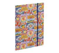 Clairefontaine - 116275C - Cartelletta con elastico di dimensioni 22X31cm, a 3 lembi A4 pratica e colorata - motivo agrumato dai colori acidi- Ideale per ufficio archiviazione e organizzazione