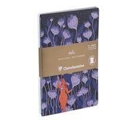 Clairefontaine - 116297C - Un Set da 2 taccuini rilegati a filo - Un taccuino in cuoio Indaco & Un taccuino stampato motivo Celeste A5 14,8x21 cm, 64 Pagine a righe Carta Bianca 90g Collezione Adolie
