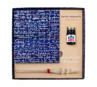 Clairefontaine 116329C - Le Mur des Je t'aime, Set de calligraphie 21x21 cm (1 plume de verre, 1 flacon d'encre 10ml Jacques Herbin, 1 bloc de 60 feuilles de papier blanc 185g)