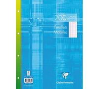 Clairefontaine 11831C Una confezione di fogli mobili da disegno forati avvolti in pellicola - 24x32 cm - 200 Pagine Quadretti Grandi - Carta Bianca 90 g