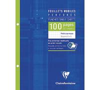 Clairefontaine 1332C Astuccio con fogli mobili da disegno forati - 17x22 cm - 100 Pagine Quadretti Piccoli - Carta Bianca 90 g - Astuccio riutilizzabile