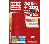 Clairefontaine 14791C Astuccio di copie doppie forate - A4 21x29,7 cm - 500 pagine a quadretti grandi - Carta Bianca 90 g - Astuccio Riutilizzabile