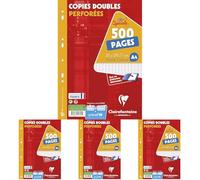 Clairefontaine 14791C Astuccio di copie doppie forate - A4 21x29,7 cm - 500 pagine a quadretti grandi - Carta Bianca 90 g - Astuccio Riutilizzabile (Confezione da 4)