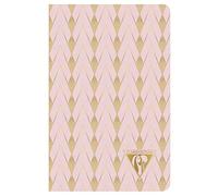 Clairefontaine 193496C-taccuino rilegato rilegato a filo colore Rosa cipria-9x14cm 96 pagine rigato carta Clairefontaine Avorio 90g-copertina carta laminata opaca-Collezione Neo Deco Primavera-Estate