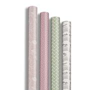 Clairefontaine 201972AMZC - confezione da 12 Rotoli di carta da regalo - Carta Excellia 80g - MISURE: 2x0,70m - MOTIVO: matrimonio, Save The Date, cuori rosa, Nature - confezionamento regali